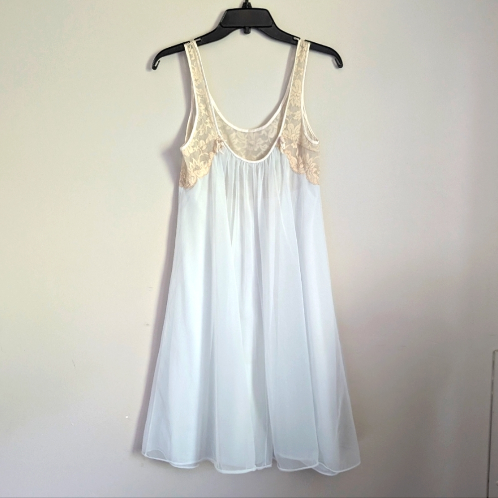50s Vintage Vanity Fair 2 Piece Chemise Robe Lace Fairycore Peignoir Set 34 - Picture 6 of 16